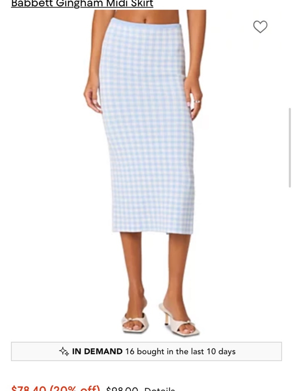Astr Light Blue and White Gingham Midi Sweater set - Picture 3 of 3